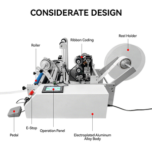 Machine d'étiquetage de bouteilles rondes de table avec unité de codage à <span class=keywords><strong>ruban</strong></span> attachable, dispositif de montage d'étiquettes <span class=keywords><strong>pour</strong></span> bocaux cylindriques sous pression - Product Image 2