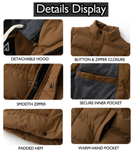 Gilet imbottito con cappuccio da uomo caldo inverno - Product Image 6