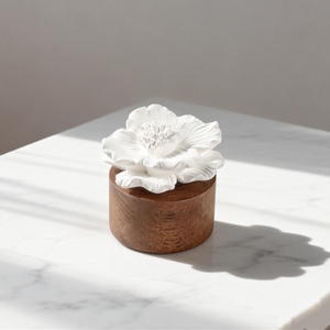 Handmade Porcelain Scented <strong>Ceramic</strong> Flower Aroma Plaster Air Freshener Wooden Based Home Aromatherapy Essential Oil Reed <strong>Diffuser</strong> - Product Image 1
