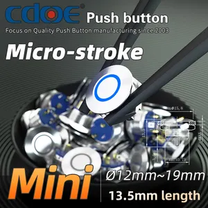 reset 19mm 4 pins ring led one normally open mini button ip67 momentary switch