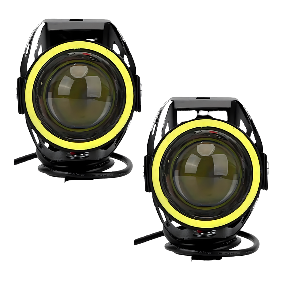 2x Feux LED Moto Ronds Angel Eye Blanc 20W Spot Universel 9-80V