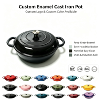 Ensemble de casseroles en fonte émaillée avec revêtement antiadhésif, compatibles four et induction, lavage à la main