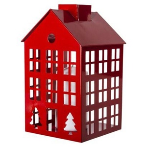 Linternas decorativas europeas para velas en forma de cabaña, farol de acero inoxidable pulido, antiguo, soporte para velas - Product Image 4