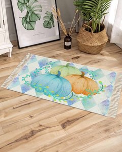 Tappeto personalizzato con strisce di zucca arancione per Area del ringraziamento tappeto lavabile con moquette con nappe Runner tappetino - Product Image 4