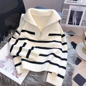 Suéter a Rayas para <span class=keywords><strong>Mujer</strong></span>, Estilo Corto con Cierre y Rayas, Primavera-Otoño 2026, Popular y <span class=keywords><strong>de</strong></span> Primera Calidad - Product Image 1