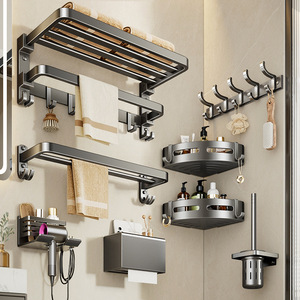 Porte-serviettes mural pliable en aluminium Blue Vine à 4 barres, gris LT-8588Q - Product Image 5