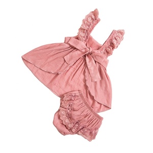 Ensemble de vêtements en dentelle pour bébés filles, barboteuses de haute qualité, vêtements de boutique pour filles, 100 % coton, sans manches - Product Image 2