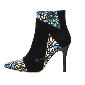 <span class=keywords><strong>Botines</strong></span> de Mujer Xinzirain Personalizados con MOQ Bajo, Diseño de Parches, <span class=keywords><strong>Punta</strong></span> Puntiaguda, Tacón de Aguja de 10 cm - Product Image 1