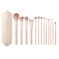 Ensemble de pinceaux de maquillage synthétiques de 13 pièces pour le visage, les yeux et le nez - Ensemble complet de pinceaux de maquillage rose
