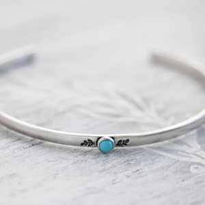 Thin Sterling Silver Turquoise Cuff <b>Bracelet</b> - Product Image 1