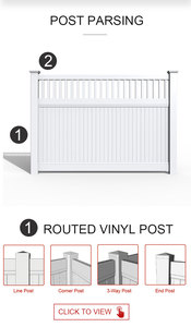 Vente flash - Panneaux de clôture en vinyle blanc de 6x8 pieds, design moderne, 100% matière vierge, avec dessus en piquets - Product Image 4