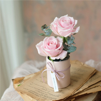 4 pièces Mini boîte à fleurs ronde papier emballage étui câlin seau cadeau boîte de rangement mariage fleuriste Bouquet Vase remplacement emballage boîte