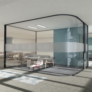 Đầy đủ chiều cao hiện đại cách âm kính không khung phân vùng Tường Cong văn phòng kính phân vùng với kính trong suốt - Product Image 3