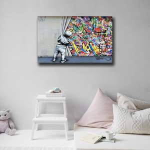 Toile murale d'art pop de <span class=keywords><strong>Banksy</strong></span>, graffiti de rue, affiche cool, peintures encadrées 16x24 pouces, décoration intérieure chinoise - Product Image 5