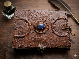 <b>Book</b> of Spells Leather Journal Deckle Edge Paper Grimoire Third Eye Vintage Leather Journal <b>Book</b> of <b>Shadows</b> - Product Image 4