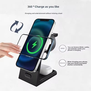 Adolph Chargeur sans fil 3-en-1 Type-C 15W QC3.0 Sortie d'alimentation rapide à aspiration magnétique pour téléphones portables et écouteurs Entrée 9V/2A - Product Image 3