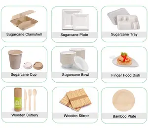 Bán buôn cấp thực phẩm phân hủy sinh học vỏ sò mía bã mía Hộp Ăn Trưa Burger hộp thực phẩm container. - Product Image 5