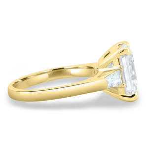 18K oro puro diseño minimalista laboratorio tradicional cultivado diamante eternidad Esmeralda corte trilogía Bridget para mujer anillo joyería fina - Product Image 3