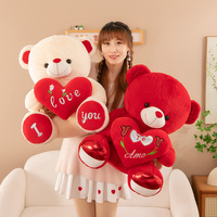 Vente en gros d'adorables animaux en peluche doux tenant des cœurs d'amour, ours en peluche pour cadeaux de la Saint-Valentin, anniversaire