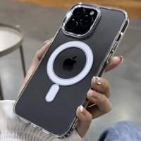 Étui de protection rigide magnétique transparent en acrylique de luxe OKHOPE pour iPhone 17 Pro Max 16 14 Plus avec protection d'appareil photo et boîte de vente au détail
