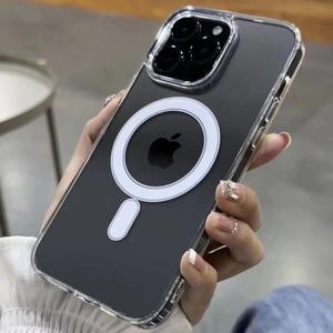 Pour <span class=keywords><strong>coque</strong></span> de téléphone acrylique MagneticTransparent pour Apple 17Pro Max 16 housse de protection de luxe protecteur de caméra PC dur 14 Plus - Product Image 4