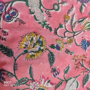 Đẹp Màu Hồng Màu Hoa In Tay Khối In Vải Cho Trẻ Em Thủ Công Cho Ăn Uống Runner Và Rèm Mềm Bông Vải Mặt Nạ - Product Image 1