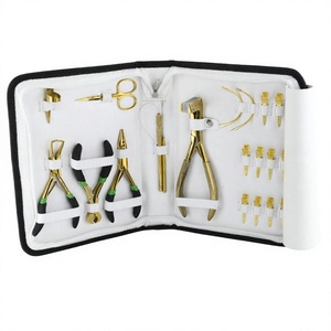 Hair Extension Tool Kit 3 Hole Nano pliers Microbeads Pliers <b>Tape</b> in Plier Keratin Bond Cutter loop hook scissor c type needles - Product Image 1