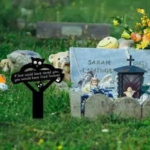 Cat Tombstone Cross Pet Loss Placa conmemorativa al aire libre mascota jardín conmemorativo decorado con acrílico impermeable