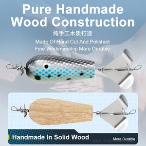 TEASER WD129 14,7 cm/23g Topwater agua salada madera Spinner señuelo de pesca flotante doble hélice mar de madera curricán cebo de pesca - Product Image 3