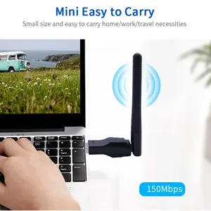 อะแดปเตอร์ WiFi ไร้สาย Usb2.0การ์ดเครือข่ายสำหรับคอมพิวเตอร์ USB 150Mbps WIFI พร้อมอะแดปเตอร์เสาอากาศ