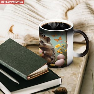 Eco Friendly <b>Reusable</b> Ceramic <b>Mug</b> 11oz Frosted Black Heat Sensitive Tea Coffee Cup - Product Image 3