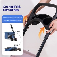 Carrito de Paseo para Mascotas con Ruedas Reforzadas Resistentes al Desgaste, Portavasos Integrado y Diseño Plegable Fácil para Paseos Diarios