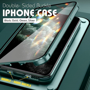 Funda magnética de Metal para teléfono móvil iPhone, funda protectora de vidrio templado de doble cara para iPhone 12 13 Pro <span class=keywords><strong>Max</strong></span> 360 - Product Image 3