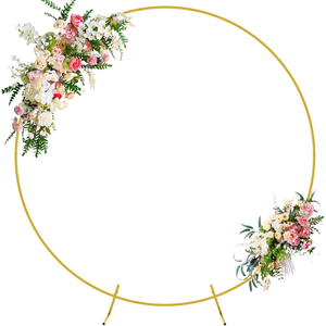 Arche de mariage ronde dorée de 2,2 m de large, support de toile de fond circulaire en métal robuste pour cérémonie de mariage, photomaton et décoration de mariage - Product Image 1
