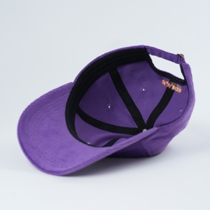 Cappellino da Baseball Viola Non Strutturato Personalizzato di Alta Qualità in Cotone con Logo e Lettere Ricamate in Tessuto Corduroy - Product Image 6