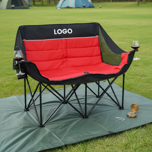Modern Large Iron Frame Durable Portable Double Seat Camping <strong>Chair</strong> Foldable Outdoor Furniture Garden Gym Hiking Adventures - Product Image 1