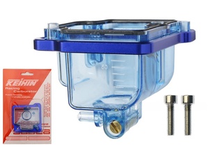 Carburateur PE avec couvercle de base transparent bleu en nylon, anneau en aluminium CNC et capuchon de cuve à essence modifié - Product Image 1