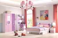 Ensemble de meubles de chambre à coucher pour enfants en MDF rose bon marché de style princesse moderne