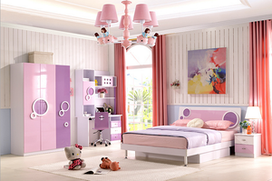 Princesse moderne pas cher MDF couleur rose meubles pour enfants ensemble de chambre à coucher