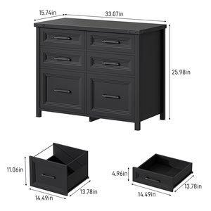 Armoire de classement SENYU noire à 6 tiroirs, grande capacité, pour le rangement à domicile ou au bureau, design moderne, mobilier de bureau en MDF - Product Image 5