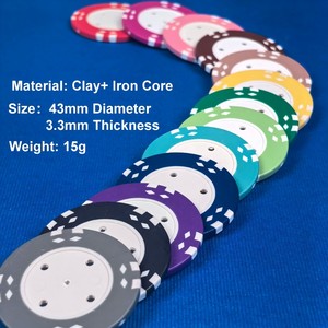 Jetons de poker professionnels personnalisés avec logo, en argile de 15g, taille jumbo 43mm, avec noyau en fer lesté, pour Texas Hold'em - Product Image 2
