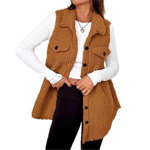 Nouveau <span class=keywords><strong>Gilet</strong></span> en Peluche à Boutons et Col Revers pour <span class=keywords><strong>Femme</strong></span>, Style Décontracté et Élégant, en Laine d'Agneau, Idéal pour l'Automne et l'Hiver - Product Image 1