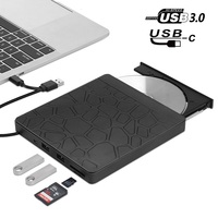 Unidad de DVD externa portátil multifuncional tipo C con lectura y escritura Udisk/SD, lector de DVD de tarjeta TF, reproductor de DVD USB, unidades ópticas