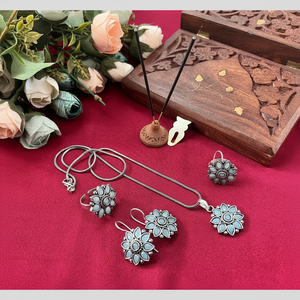 Juego de Joyería de Moda Chapada en Oro Oxidado Azul Claro Jewelemarket - Product Image 3