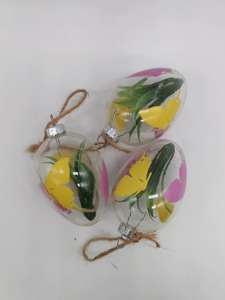 Ovo de Páscoa transparente de 6cm com estampa de borboleta e grama dentro, 3 unidades em caixa - Product Image 4