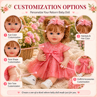 BAkwbwBY Poupée Reborn en Vinyle de 22'' Rose Scintillante, Robe de Princesse Adorable, Souriante, avec Biberon et Sucette pour Magasin de Jouets en Gros