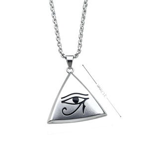 Collier unisexe en acier inoxydable avec pendentif triangle œil d'Horus, bijou rétro classique et tendance - Product Image 6