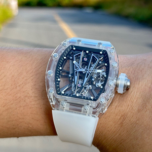 Men's <b>Skeletonized</b> Mechanical <b>Watch</b>, Sapphire Crystal Tonneau-Shaped <b>Automatic</b> Mechanical <b>Watch</b> - Product Image 5