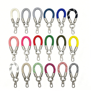 DF22 Red White <b>Braided</b> Rope Keychain With Metal Clasp Fitness <b>Accessory</b> - Product Image 6