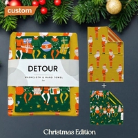 Serviette de cuisine réutilisable écologique personnalisée pour Noël, en microfibre gaufrée, réversible, double face, impression numérique